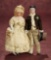 Pair, German Bisque Dollhouse Dolls in Wonderful Antique Costumes 600/800