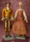 Early German Wooden Carved Lady and Gentleman with Rare Jointed Necks 1200/1600