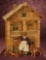 Alpine Wooden Toy Chalet with Stylized Carving, Wooden Doll and Dogs 800/1100