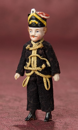 German All-Bisque Miniature Soldier with Sculpted Helmet 300/400