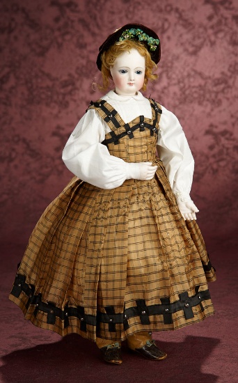 Beautiful French Bisque Poupee with Kid-Over-Wooden Body and Bisque Arms 2500/3500