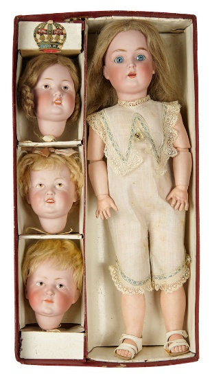 Rare German Bisque Character Set by Kestner in Larger Size and in Original Box 6000/8000