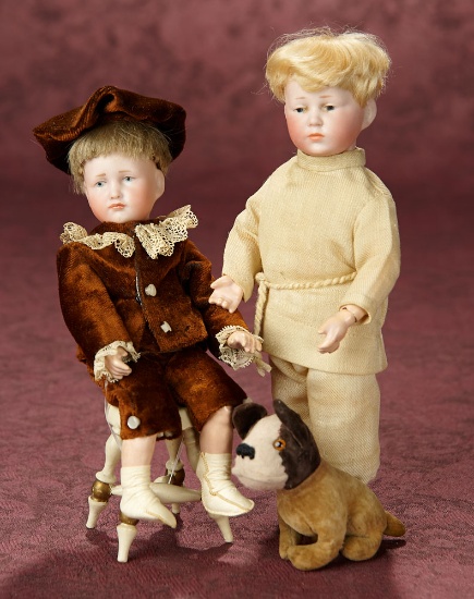 German Bisque Art Characters "Hans" and "Peter" by Kammer and Reinhardt, Steiff Pup 1600/1900