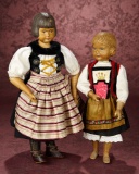 Swiss Carved Wooden Doll with Bobbed Hair Style by Huggler 400/500