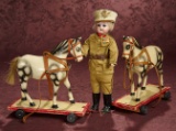 German Bisque Child, 1078, by Simon and Halbig with Pair of Pull-Toy Horses 400/500