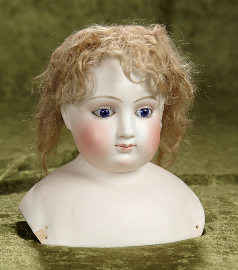 7" French bisque poupee by Blampoix with cobalt blue eyes. $400/500