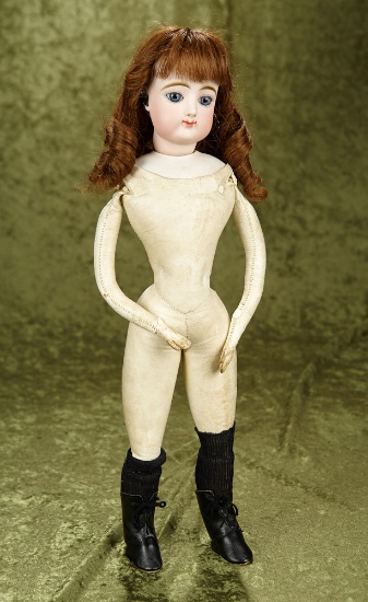 19" French bisque fashion lady by FG, excellent bisque, blue paperweight eyes, kid poupee body.