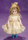 German Brown-Eyed All-Bisque Miniature Doll by Kestner with Painted Blue Boots 700/900