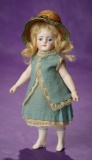 German All-Bisque Miniature Doll with Rare Painted Pale Rose Ankle Boots 800/1200