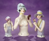 Three German Porcelain Half-Dolls in the Flapper Style 500/700