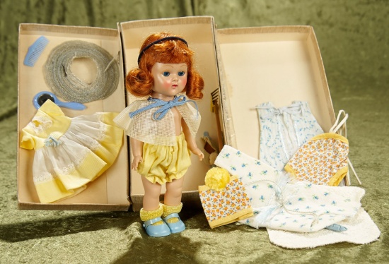 8" Red-Haired Painted Lash Ginny by Vogue in Original Travel Case with Costumes, 1954. $400/500