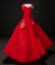 Matching Long Torso Gown in Red Taffeta with Reticule, 1956 400/500