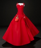 Matching Long Torso Gown in Red Taffeta with Reticule, 1956 400/500