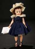 Cissette in Navy Blue Taffeta Dress with Three-Tiered Cape, 1957 400/500