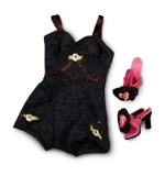 Black Lace Chemise and Matching Mules, 1955-1959 200/300