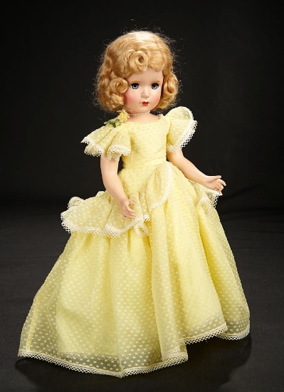 "Margaret Rose" in Yellow Organdy Dotted Swiss Gown, c.1950 600/800