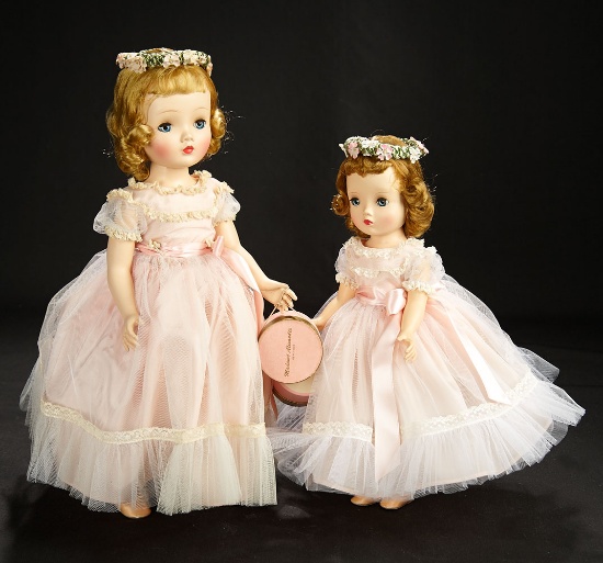 "Flower Girl" in Pink Nylon and Tulle Gown, with Circlet of Flowers in Hair, 1954 600/800