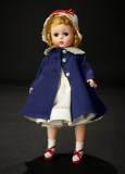 Lissy in Navy Blue Coat and Silk Dress with Feather-stitch Detail, 1956 500/700