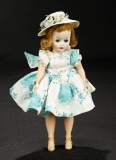 Cissette in Blue-Flowered Ivory Taffeta Dress and White Bonnet, c. 1957 $300/500