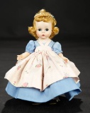 Wendy-Kins in Blue Cotton Gown with Flowered Pinafore, c. 1957 $300/400