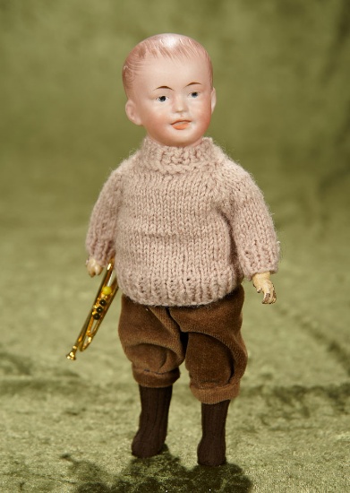 8" German bisque 227 character boy by Recknagle, nicely painted face and hair, excellent bisque.
