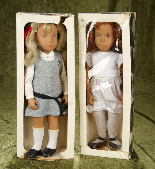 16" Two vintage Sasha dolls #108 Redhead and #114S Blonde School in original boxes.