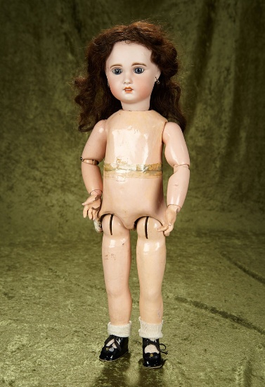 22" French bisque girl by SFBJ, walker/talker/kiss thrower body in working condition.