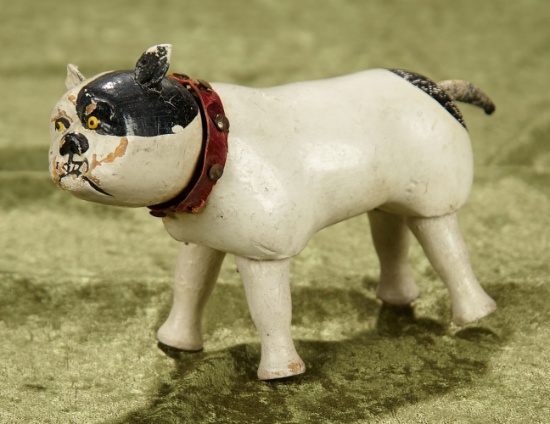 7"L Rare wooden bulldog by Schoenhut with good original paint