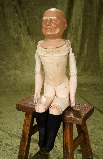 19" Antique composition portrait doll of Winston Churchill.