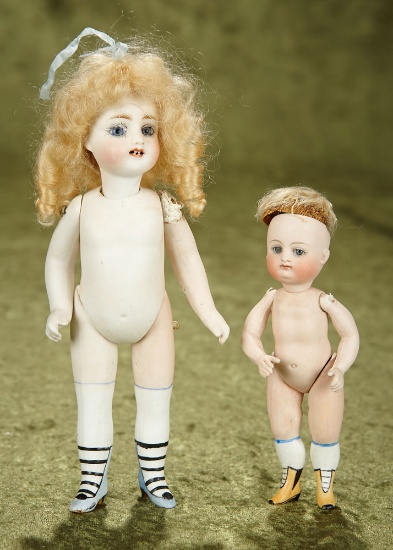 5" & 7" Two German all-bisque miniature dolls. $600/800