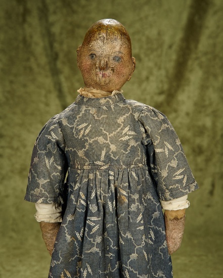 20" 19th century American cloth oil-painted folk doll. $600/800