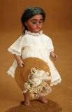 German Brown-Complexioned All-Bisque Miniature Doll by Simon and Halbig 600/800