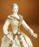 German Porcelain Lady Shoulder-Head Doll with Porcelain Lower Arms on Original Base 700/900