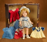 American Composition Shirley Temple by Ideal with Trunk and Costumes 400/500