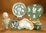 German Kewpie Dishes with Frolicking Kewpies and All-Bisque Kewpie 300/400