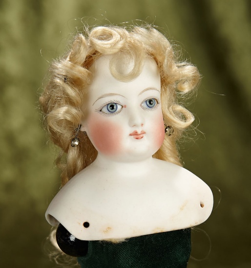 4" French bisque poupee head by Gaultier. $400/500