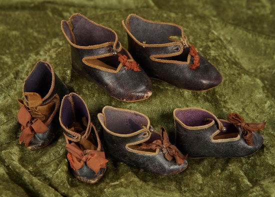 Three pairs of leather shoes for Bebes Jumeau. $600/800