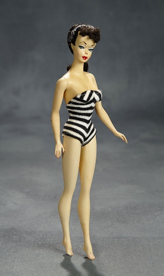 Brunette Ponytail Barbie, #1 Premiere Issue, by Mattel, 1958/59 $1800/2300