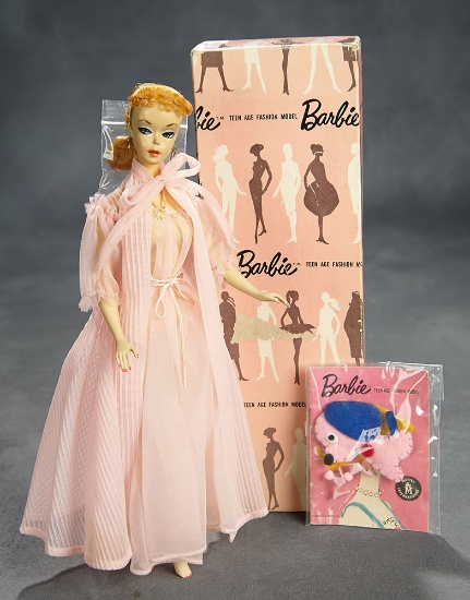 Blonde Ponytail Barbie, #2, in "Naughty Negligee" Costume, Dressed Display Box, 1959 $1800/2100