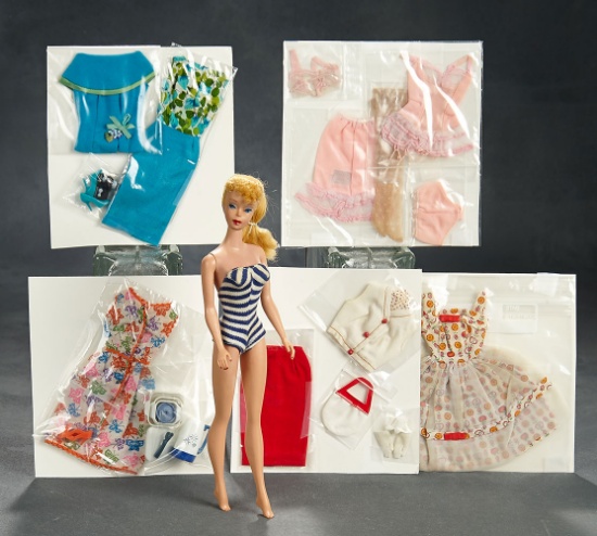 Blonde Ponytail Barbie, Model #4, Mattel,1964, Rare Swimsuit, Five 1600 Series Costumes $300/400