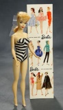 Blonde Ponytail Barbie #3, by Mattel in Original Box with #2 T.M. Labeled Stand, 1962 $400/500