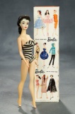 Brunette Ponytail Barbie, #3 Model, Mattel, Rare Brown Eyeliner and Original Box, 1960 $300/400