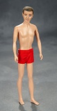 Brunette Flocked Hair Ken in Red Swimsuit, Mattel, 1961 $200/300