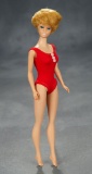 Platinum Bubble-Cut Barbie in Red Swimsuit, Pale Pink Lips, 1962 $200/300