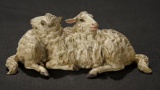 Neapolitan Carved Wooden Lambs in Rare Intertwined Pose 800/1000