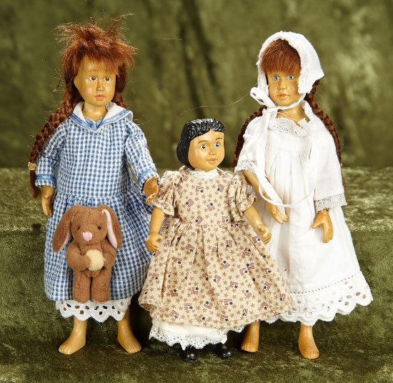 6.5"-9" American artist carved wood dolls by Robert Raikes including a limited edition Hitty.