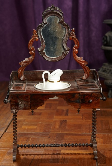 Early Rosewood Toilette Table with Mirror for Poupee 900/1200