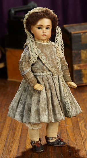 Sonneberg Bisque Doll with Lustrous Amber Complexion in the Bru Look-Alike Manner 1200/1600
