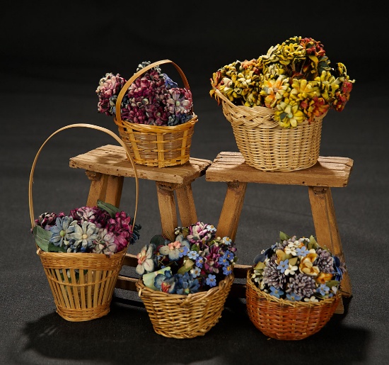 Collection of Handwoven Baskets of Flowers on Benches 400/500
