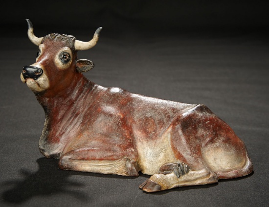 Neapolitan Resting Brown Cow Attributed to Francesco Gallo 700/900